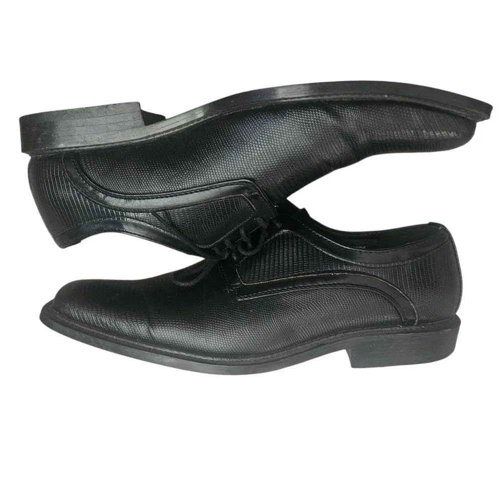 Antonio Cerrelli Wides Mens 11W Black Lizard Embossed Square Toe Oxford Shoes‎